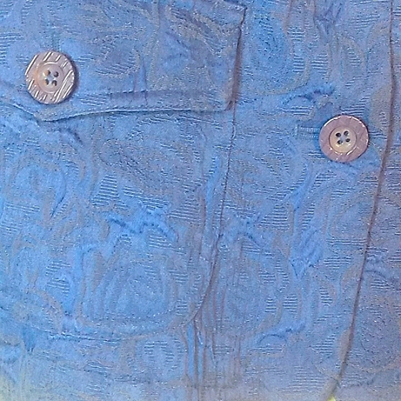 Coldwater Creek button up purple with green blazer rose textured damask size 8 - Picture 9 of 12